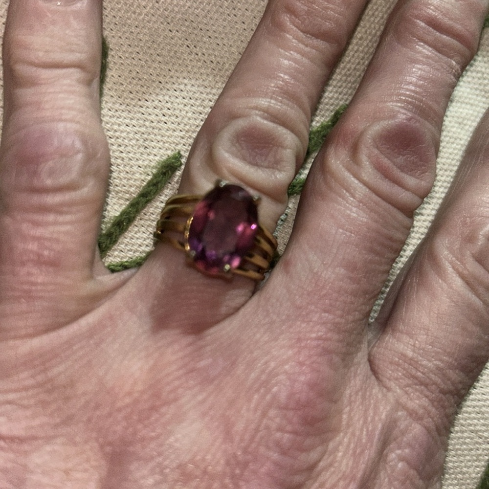 ESPO 14kt ge Amethyst and gold Cocktail Ring - Picture 5 of 8